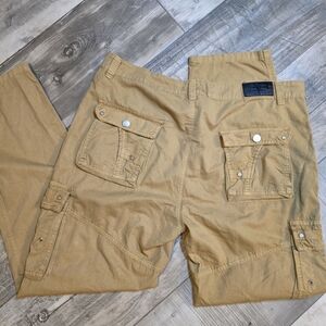 Benjamin Black Cargo Pant 38x32 Tan Khaki Utility Y2K Streetwear Rugged Gorpcore